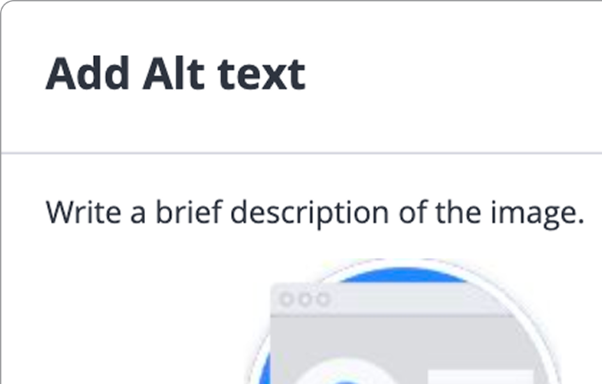 The CourseNetworking Add Alt text dialog for describing an uploaded image.